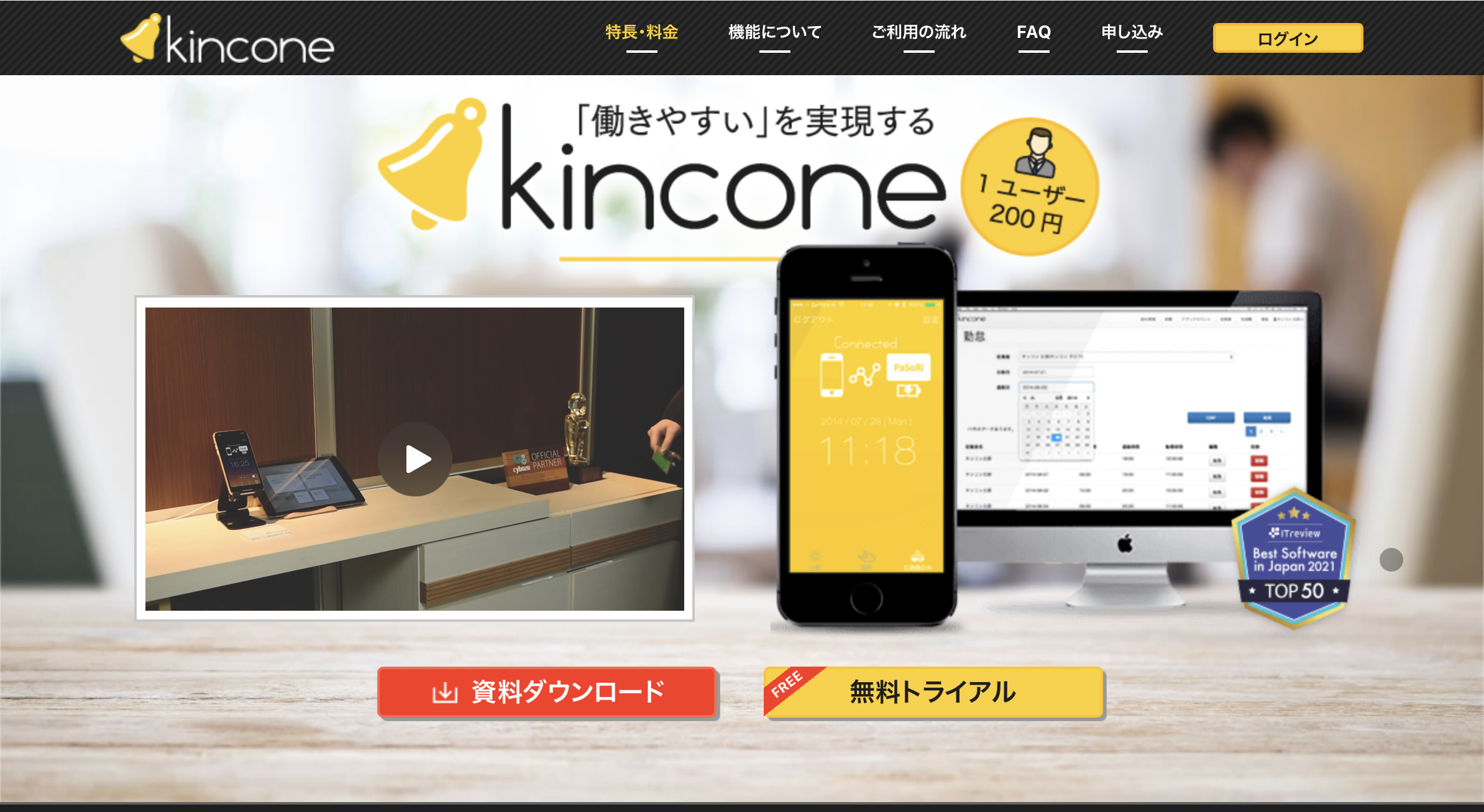 kincone - 特徴・機能・料金など